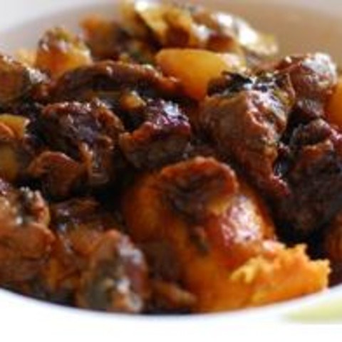Classic lamb tagine with almonds, prunes and apricots