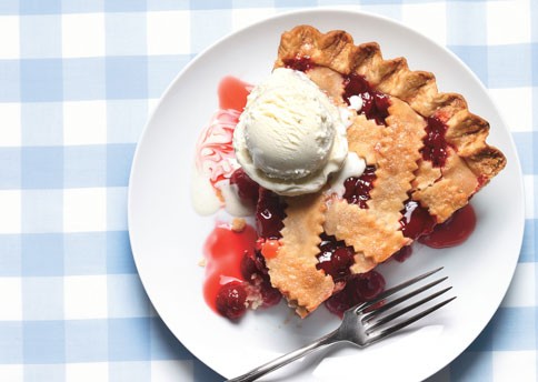 Classic sour cherry pie with lattice crust
