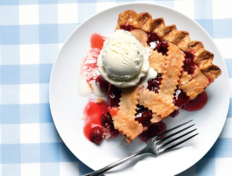 Classic sour cherry pie with lattice crust