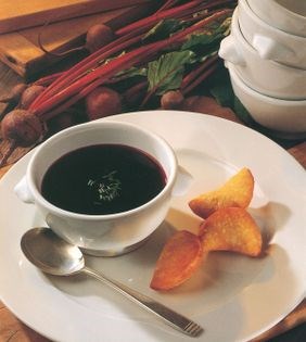 Clear borscht with piroshki
