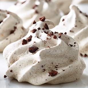 Clementine & cocoa nib meringues