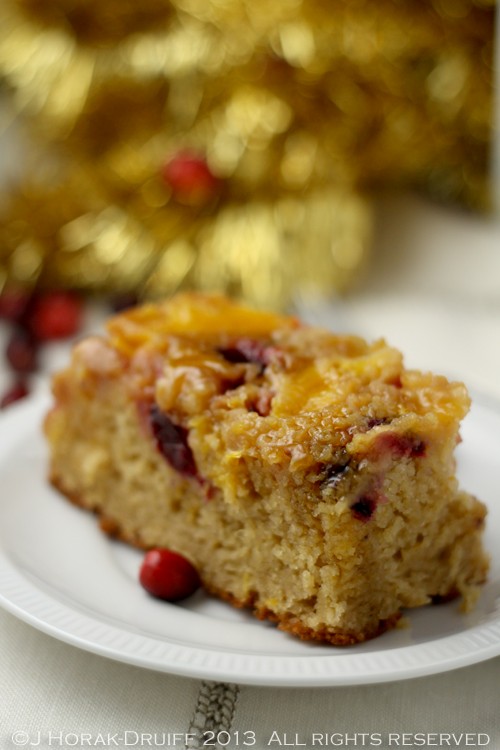 Clementine and cranberry upside-down cake