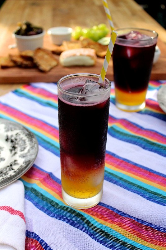 Clementine and red wine spritzers