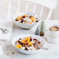 Clementine, cranberry and pecan Bircher muesli 