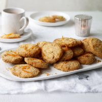 Clementine, pistachio and white chocolate biscuits