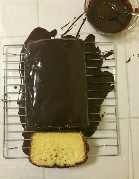 Clementine pound cake with chocolate honey glaze