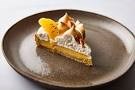  Clementine tart with Italian meringue and caramelised macadamias
