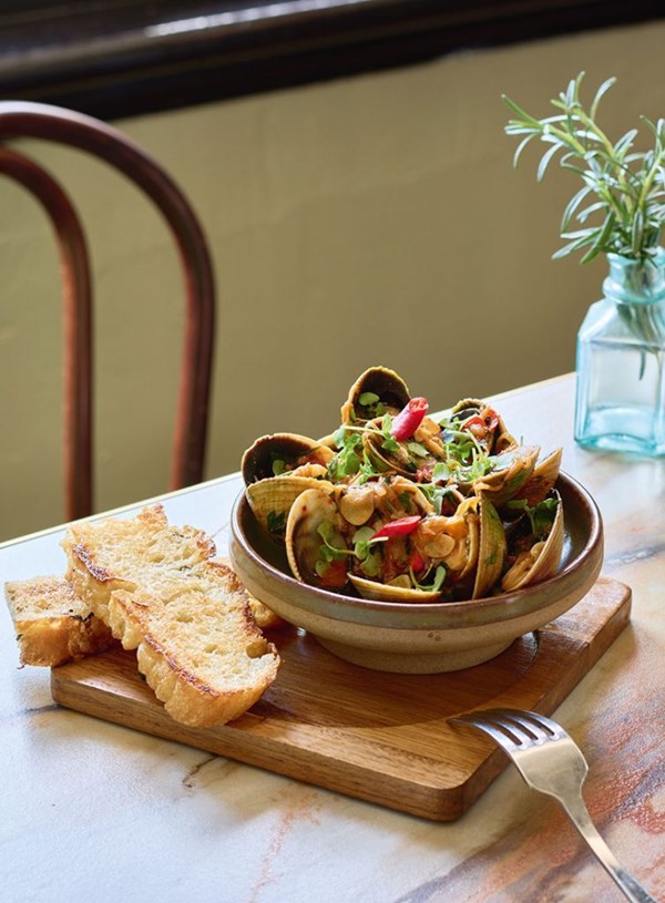 Cloudy Bay clams in 'nduja butter