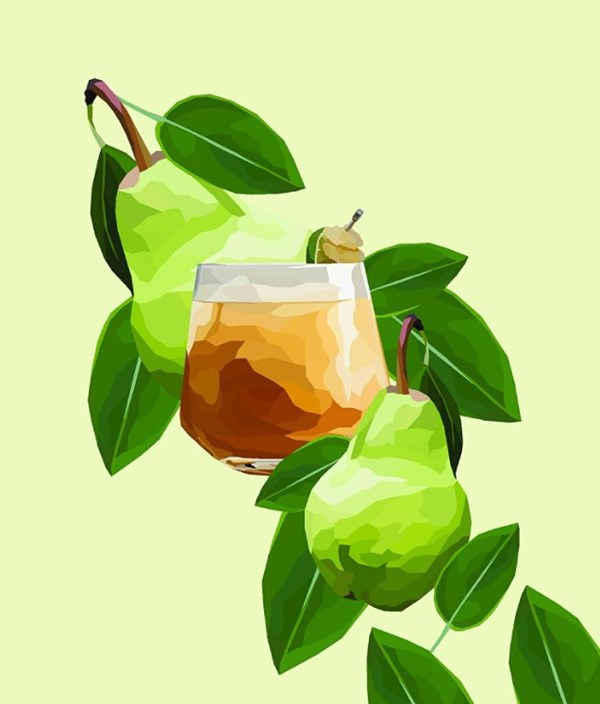 Cloudy pear rum punch