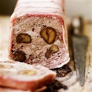 Coarse pheasant and chestnut terrine