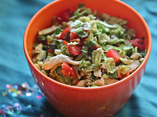 Cobb salad-inspired Brussels sprouts with lemon vinaigrette
