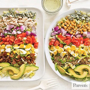 Cobb salad with creamy pesto dressing