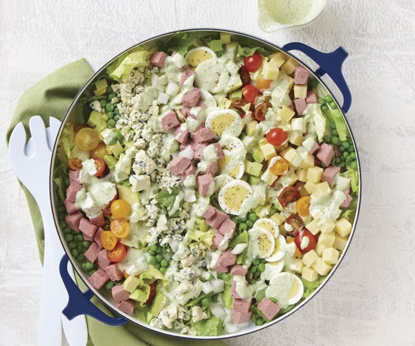 Cobb-style salad with roast beef and fresh herb dressing