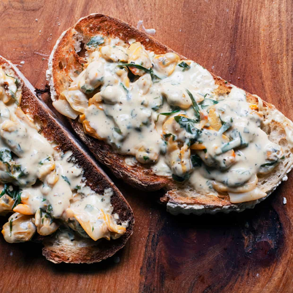Cockles, cider, creme fraiche