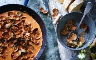 Cockles with chorizo, rosemary and cream