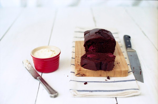 Cocoa coffee bread with raspberries