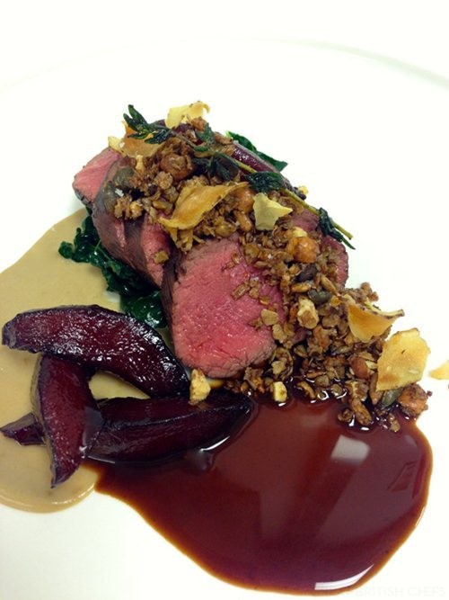 Cocoa crusted venison loin