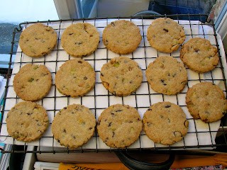 Cocoa nibs and pistachio shortbread