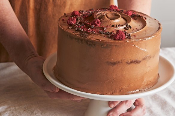 Cocoa sour cream layer cake