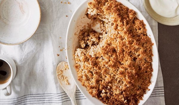 Coconut & almond pear crumble