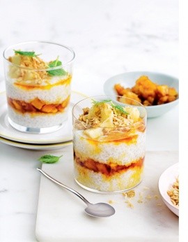 Coconut & ginger sago with caramelised pineapple