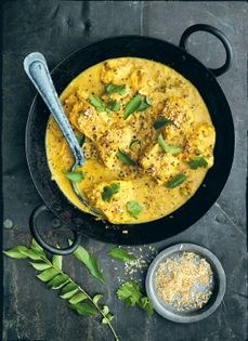 Coconut & tamarind salmon curry with mustard seeds