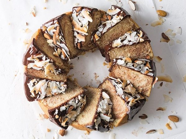 Coconut almond marble chiffon cake