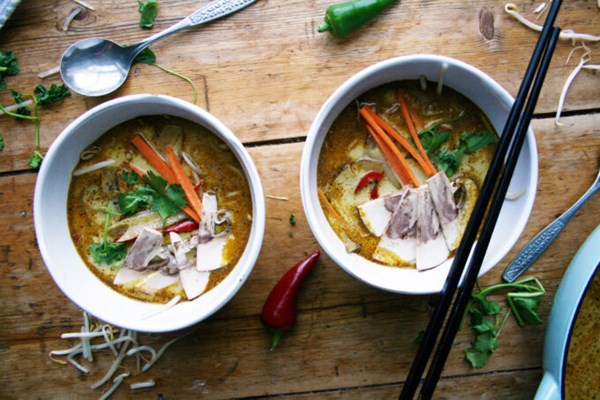 Coconut and basil chilli noodle soup