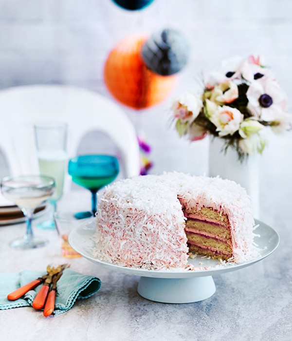 Coconut and berry layer cake