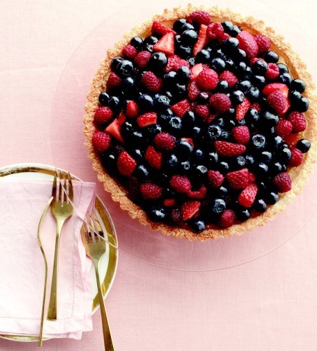 Coconut and berry Passover tart
