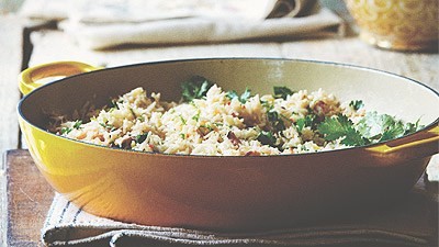 Coconut and crab rice with lime and coriander/cilantro