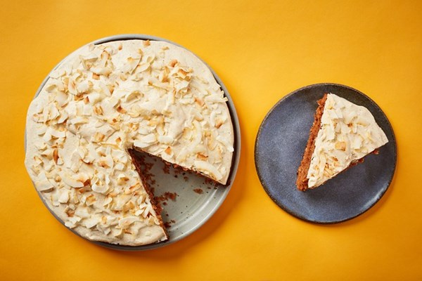 Coconut and date molasses cake with cardamom spiced icing