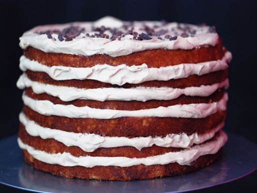 Coconut and espresso cream layer cake