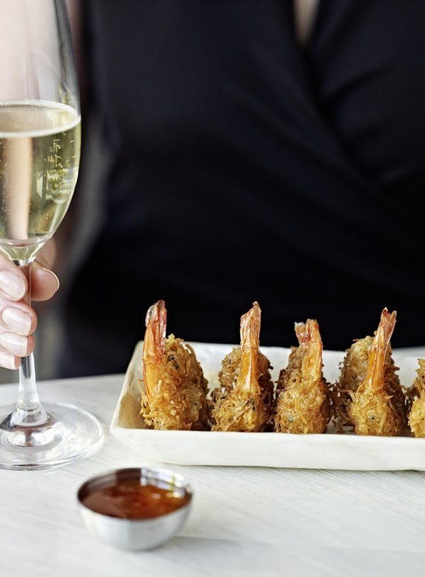 Coconut and Indian spiced tempura prawns