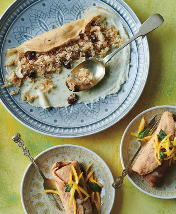 Coconut and jaggery crepes