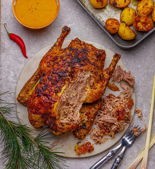 Coconut and lemongrass roast duck