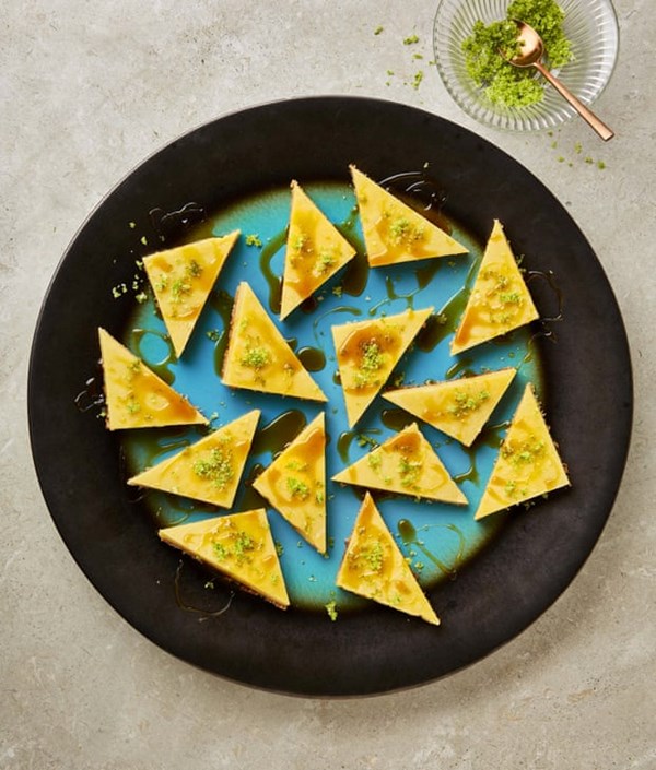 Coconut and lime caramel tart with lime sugar