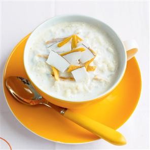 Coconut and mango rice pudding