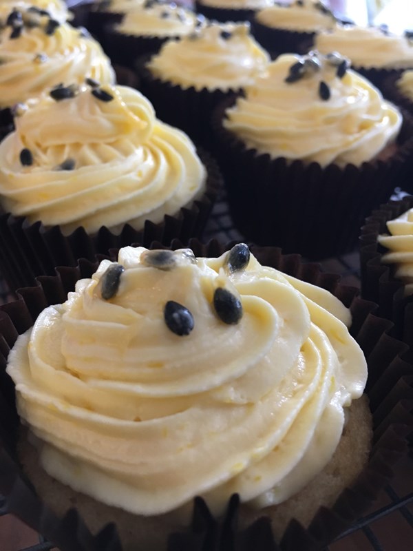 Coconut and passion fruit angel cakes