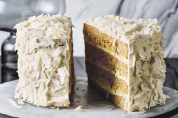 Coconut and passionfruit cake [Rhiann Mead]