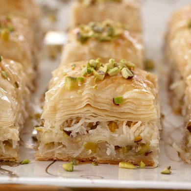 Coconut and pistachio baklava