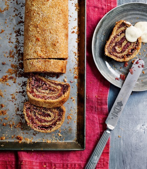Coconut and raspberry jam roly-poly