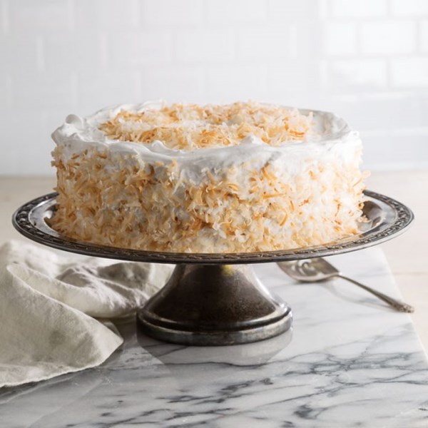 Coconut angel food cake with seven-minute frosting