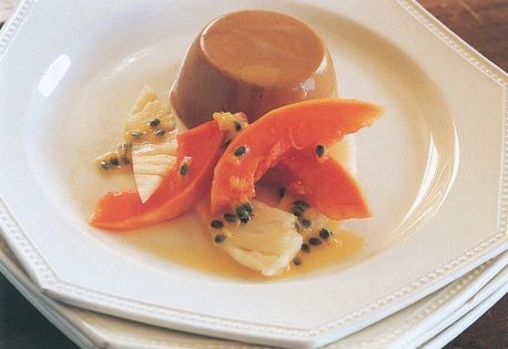 Coconut Bavarois with tropical fruit