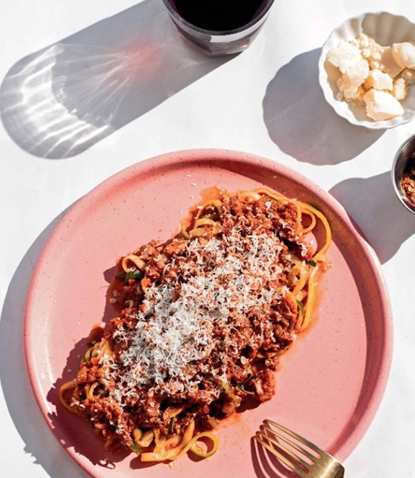 Coconut Bolognese with zucchini noodles