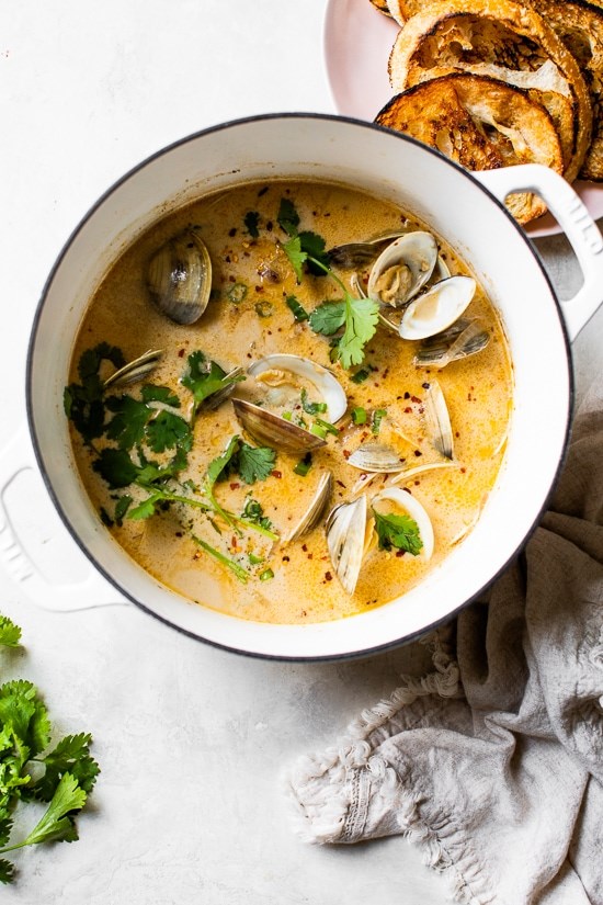 Coconut broth clams with lemongrass