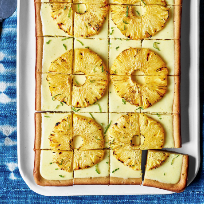 Coconut-butter mochi cake with lime curd