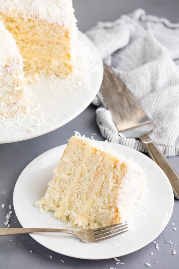Coconut cake with coconut cream cheese frosting