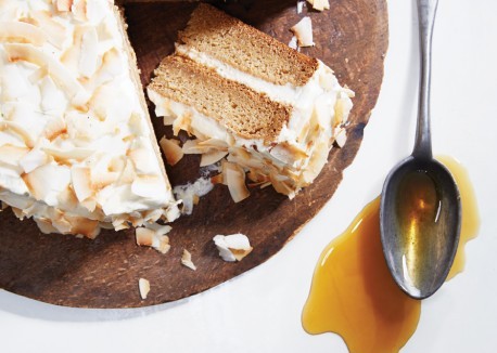 Coconut cake with lime cream cheese frosting