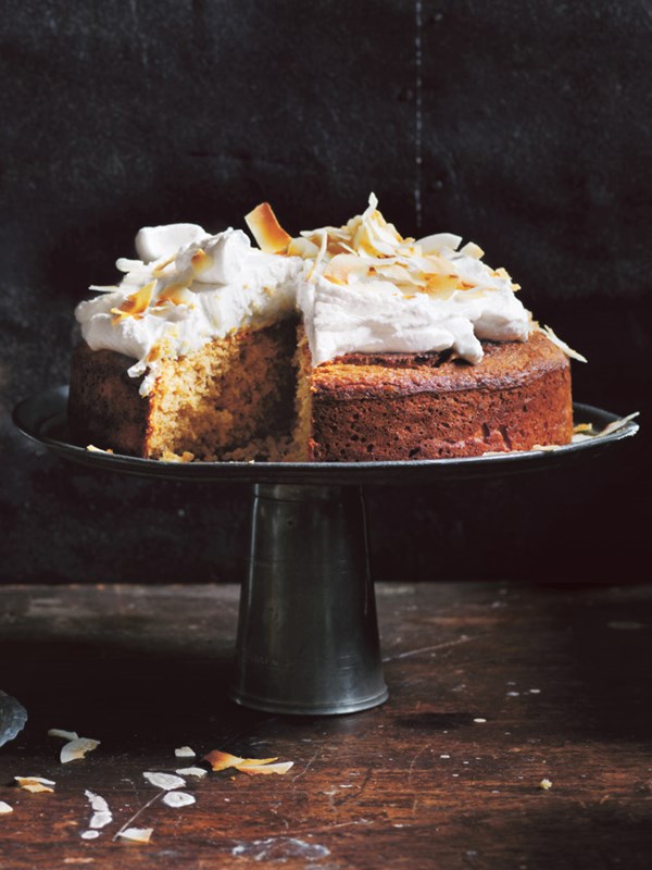 Coconut cake with whipped coconut icing